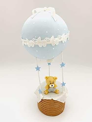 Hot air balloon with baby bear - Cake topper decoration for birthday, baby shower, centerpieces - Boy & Girl - Party decoration - Image 3