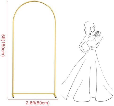 6FT Gold Metal Arch Backdrop Stand, Square Balloon Arch Stand Wedding Frame for Birthday Party, Baby Shower, and Ceremony Decoration - Image 2