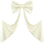 Giant Ivory Bow for Backdrop 80x24 Inches Large Satin Ribbon Bow Wall Decor for Wedding Birthday Baby Shower Party Photo Booth, Washable Reusable Big Bow for Nursery Bedroom Door Hanging Decoration by Gogoparti