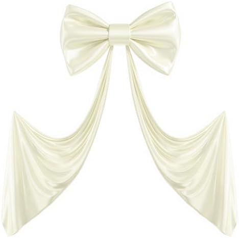 Giant Ivory Bow for Backdrop 80x24 Inches Large Satin Ribbon Bow Wall Decor for Wedding Birthday Baby Shower Party Photo Booth, Washable Reusable Big Bow for Nursery Bedroom Door Hanging Decoration by Gogoparti