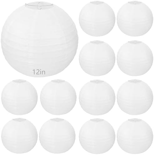 30 Pack 12 Inch Elegant White Round Lanterns for Party, Weddings, Birthdays by IHDYPPEW