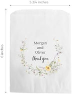 Canopy Street Personalized Wildflower Treat Bags / 50 Custom Event Dessert Bags / 5 3/4" x 8" Floral Cookie Holder Wedding Anniversary Favor/Made In The USA - Image 5