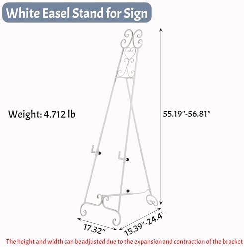 Heavy Duty Easel Stand for Wedding Sign, Adjustable Metal Display Easel - Image 6