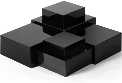 Geelin 6 Pcs Acrylic Risers Cube Stands, Black, 7 to 12 Inch, Square by Geelin