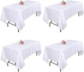 Kesfey 4 Packs White Polyester Table Cloths 60 x126 inch Rectangle High Density Washable Table Cover Fabric Tablecloth for 6 Foot Tables Wrinkle Resistant Tablecovers for Wedding Banquet Buffet Party by kesfeyhigh-qualitygoods