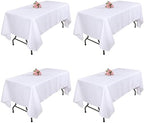 Kesfey 4 Packs White Polyester Table Cloths 60 x126 inch Rectangle High Density Washable Table Cover Fabric Tablecloth for 6 Foot Tables Wrinkle Resistant Tablecovers for Wedding Banquet Buffet Party by kesfeyhigh-qualitygoods