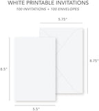 Gartner Studios Blank Printable Invitations, White, 5.5" x 8.5", 100 Count - Image 5