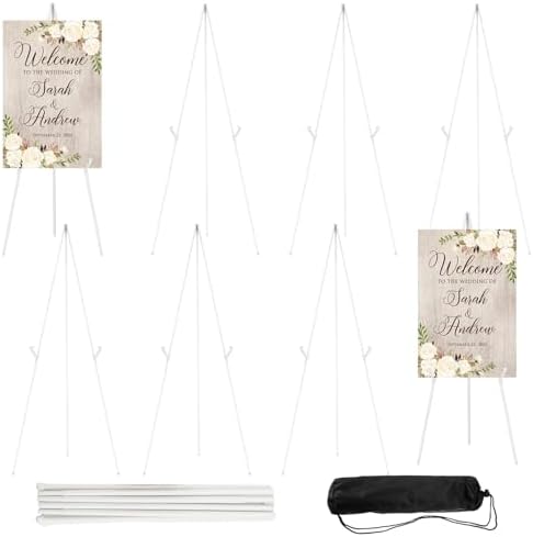JEAWIWI 8 Pcs Lightweight Easel Stand, 66 Inch, White, with Portable Bags by JEAWIWI