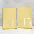 Gold Wedding Table Numbers 1-15 with Stands, 5"x7" Gold Mirror Acrylic Table Numbers, Perfect for Wedding Reception, Party, Anniversary, Event by JINMURY
