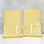 Gold Wedding Table Numbers 1-15 with Stands, 5"x7" Gold Mirror Acrylic Table Numbers, Perfect for Wedding Reception, Party, Anniversary, Event by JINMURY