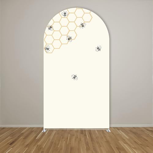 Arch Backdrop Cover Happy Sweet Bee Day Baby Shower Prop Chiara Arch Wall Yellow Honeycomb Bee 1st Birthday Party Baptism Fiesta Parties Decorations (6.6FT,4680) - Image 2