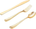 WDF 500PCS Gold Plastic Silverware Set Disposable - Gold Cutlery Set Plastic - 250Forks, 125 Spoons, 125 Knives for Party/Baby Shower/Wedding by WDF