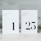 White Wedding Table Numbers 1-25 with Stands, 5"x7" White Acrylic Table Numbers, Perfect for Wedding Reception, Party, Anniversary, Event by JINMURY