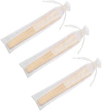 50pcs Paper Hand Fan with Organza Bags Bamboo Handheld Folding Fans DIY Decorative Wedding Party Favors (Cream) - Image 4