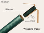 Vitalizart Green Metallic Grid Wrapping Paper Set 30" Organza Ribbon & Tags - Image 3