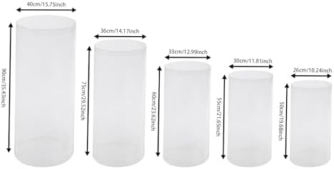 Cylinder Pedestal Stands for Party, 36in/30in/24in/22in/20in Tall Round Acrylic Column Tables Display Plinth Pillars, Clear Wedding Dessert Table Risers for Wedding, Ceremony, Birthday, Party, Art Decor (5Pcs) - Image 2