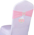 50 PCS Spandex Pink Chair Sashes Bows Stretch Chair Cover Band by Unknown