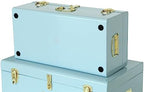 Vixdonos Metal Trunk Decorative Storage Box Set of 2 College Dorm Chest with Handle (Light Blue) - Image 4