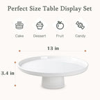 13 Inch Ceramic Cake Stand with Pedestal - White Round Cake Plate for Dessert Table Display, Elevated Cupcake Stand for Wedding, Birthday, Baby Shower, Tea Party, Holiday Entertaining - Image 2