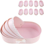 10PCS Baby Shower Box, Crib Basket Cardboard Box, Cradle-shaped Flower Basket Gift Boxs, Baby Carriage Centerpiece Floral Baskets for Celebration Birthday Decor (Pink, 13.19*6.89*3.15 in) by Unknown