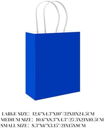 qiqee 100PCS Gift Bag with Handles Bulk Diamond Blue Paper Bags Assorted Sizes(33pcs Large 13",33pcs Medium 11",34pcs Small 8") - Image 2
