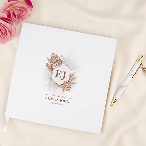 Andaz Press Personalized Wedding Guestbook with Gold Accents, Dried Palms Design White Guest Sign in Guest Registry 120 Pages 8.5 X 8.5 Memories Book for DIY, Scrapbook, Photo Album - Image 2