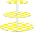 J JOYSAY Chess Checkerboard Yellow White Print Acrylic Cupcake Stand 3 Tier Dessert Table Display Set Clear Cake Stands for Wedding Baby Shower Party Decorations Easy Assembly Pastry Tower by J+JOYSAY