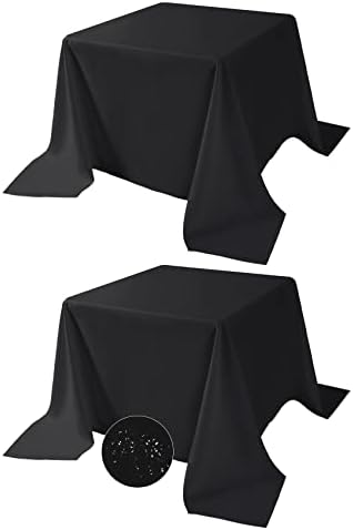 Fokitut 2 Pack Waterproof Square Tablecloth, 90x90 Inch, Stain Resistant and Wrinkle Polyester Table Cloth, Fabric Table Cover for Kitchen Dining, Wedding, Party, Holiday Dinner-Black by BalsaCircle