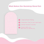 Checkered Gingham Arch Backdrop Cover 7.2ft Pastel Pink and White Classic Plaid Pattern Girl Bridal Baby Shower Birthday Party Stretchy Arched Photo Booth Decorations 7ft - Image 5
