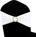 White Chair Sashes 50 Pack with Gold Buckle Slider, Spandex Sashes for Folding Chairs Wedding Party Banquet Decor by MAGTOWNE