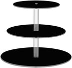J JOYSAY Black Pattern Acrylic Cupcake Stand 3 Tier Dessert Table Display Set Clear Cake Stands for Baby Shower Party Wedding Decorations Easy Assembly Pastry Tower by J+JOYSAY