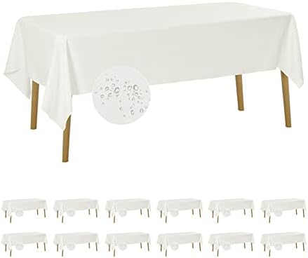 Fokitut 12 Pack Waterproof Rectangle Tablecloth, 60x102 Inch, Stain Resistant and Wrinkle Polyester Table Cloth, Fabric Table Cover for Kitchen Dining, Wedding, Party, Holiday Dinner-Ivory by BalsaCircle