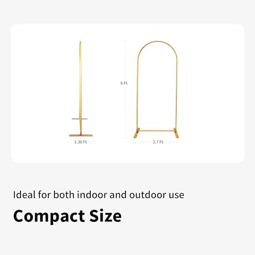 Quick Assembly Aluminum Alloy Arch Backdrop Stand, Lightweight & Sturdy for Weddings, Baby Showers & Birthday Parties, 6FT x 2.7FT Balloon Frame with Elastic Cord Design - Image 6