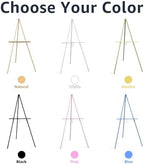 NianFeng Wooden Easel Stand for Sign, Easel Display Stand Floor for Wedding Sign with Adjustable Tray, 63-Inch, Tripod A-Frame Poster Light Duty, Welcome, Art Show & Baby Shower (Pink) - Image 2