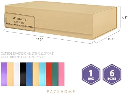 PACKHOME 6 Extra Large Kraft Gift Boxes 17.5x11.3x4.3in with Magnetic Lids - Image 2