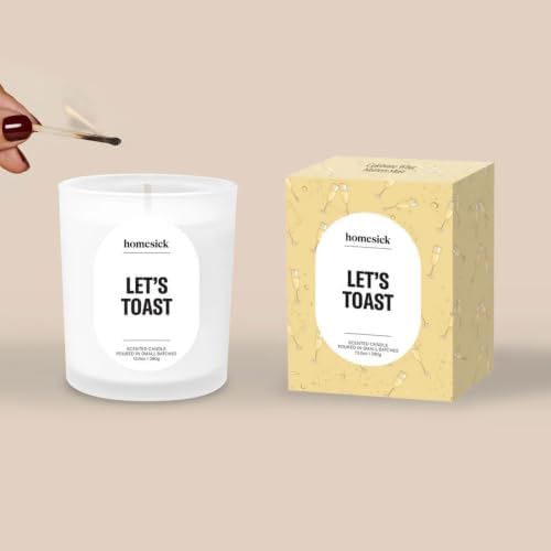 Homesick Let's Toast Scented Candle – 13 oz in Champagne Grapes Scent, Natural Soy Wax, Non-Toxic, 80 Hour Burn Time, Organic Cotton Wick, Reusable Jar for Wedding & Engagement Gifts for Couples - Image 3