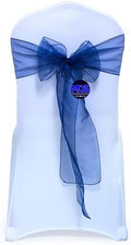 MDS Pack of 100 Organza Chair Sashes for Wedding & Event Décor – Navy Blue by MDS