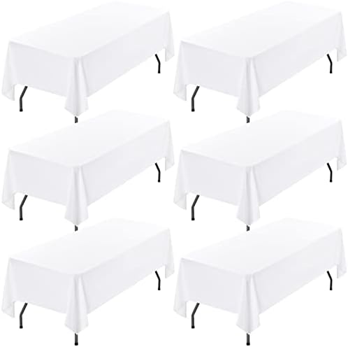 Showgeous 60x126 Inch White Rectangle Tablecloth 6 Pack Fit 7FT Table by Showgeous