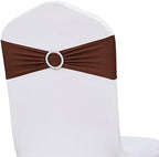 Stretch Spandex Chair Sashes for Wedding Reception Brown Chair Sashes Bands with Buckles, Chair Bows for Party Folding Chairs Celebration Ceremony Baby Shower Decorations (50, Brown) - Image 6