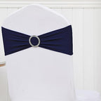 50 Pack Spandex Navy Blue Chair Sashes for Wedding Stretch Chair Bands with Buckles Universal Elastic Chair Ties Bows for Party Folding Chairs Celebration Ceremony Events Decorations - Image 6