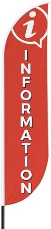 Information Sign Feather Flag for Outdoor by Mavis Printing | 11.5 FEET Long Polyester Outdoor Banner Flag for Easy Hang | HD Print Swooper I Flag Only to Celebrate Information I Flag Only by MAVISPRINT