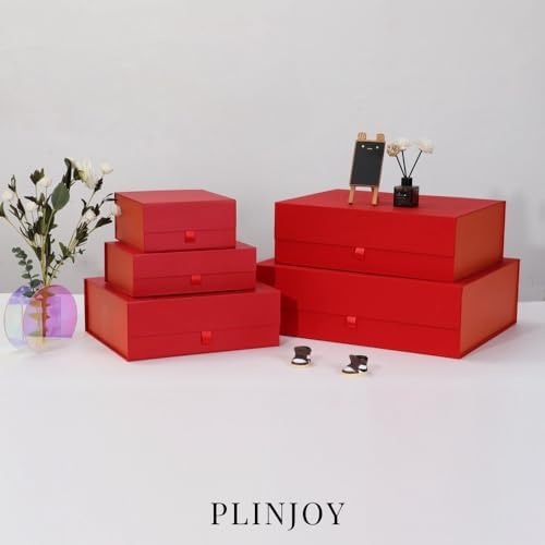 Extra Large Red Gift Box 3 Pack 16.5x14x5.5 Inches,Gift Boxs for Presents with Lid Magnetic Closure Collapsible,Bridesmaid Proposal Box,Birthday, Christmas,for Clothes and Large Gifts - Image 2
