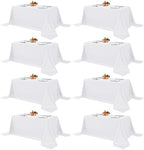 Fitable 8 Pack White Table Cloths 90x132 Inch for 6 Foot Rectangle Tables by Fitable