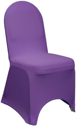 YOUR CHAIR COVERS - 6 Pack Purple Stretch Spandex Banquet Chair Covers - Wedding Slip Premium Quality Cover by YourChairCovers