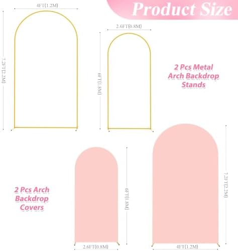 Wokceer Wedding Arch Backdrop Stand and Cover Set of 2,Arch and Blush Cove - Image 2