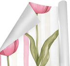 susiyo 3 Rolls Pink Tulips and Ribbon Pattern Gift Wrapping Paper Perfect for Wedding, Baby Shower, Valentine's Day, Christmas - Birthday Wrapping Paper Mini Roll - 58 x 22.8 inches - Image 2