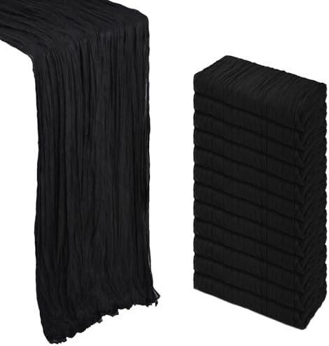 12 Pack 23 x 120 Inch Black Table Runner 10Ft Cheesecloth by Heneger