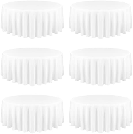 YMHPRIDE 6 Pack Round White Tablecloth, 120 Inch Round Tablecloth by YMHPRIDE