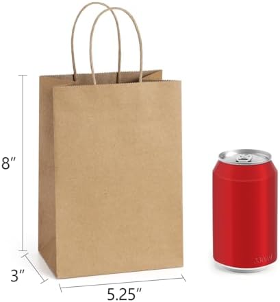 BagDream 300Pcs Paper Bags 5.25x3x8 Small Brown Gift Bags with Handles Bulk - Image 2