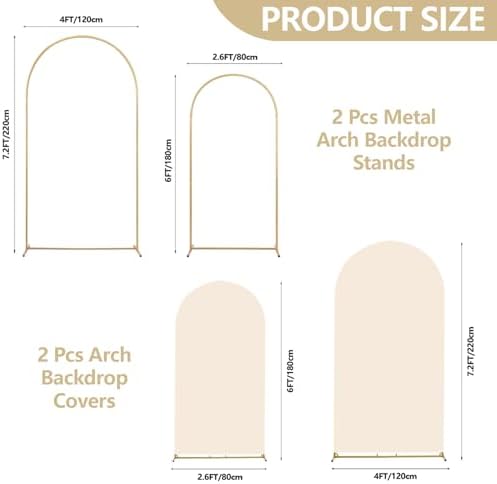 Arch Backdrop Stand Set of 2 With Beige Cover (7.2FT+6FT) - Image 3